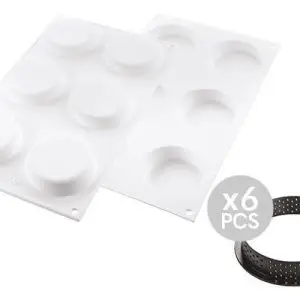 Silikomart tartletirõngad 6tk Ø7cm + silikoonvorm